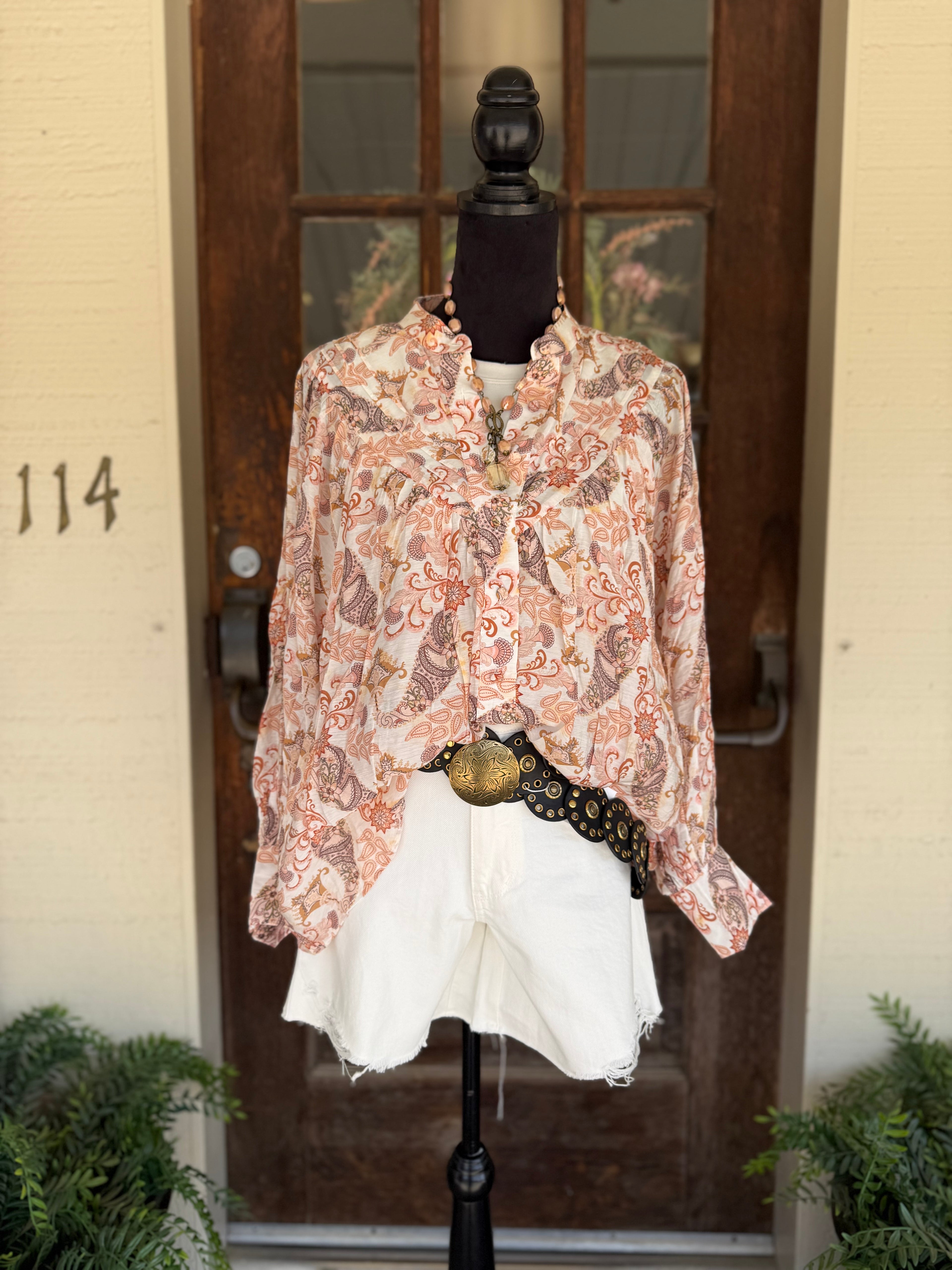 Warm Sky Paisley Top