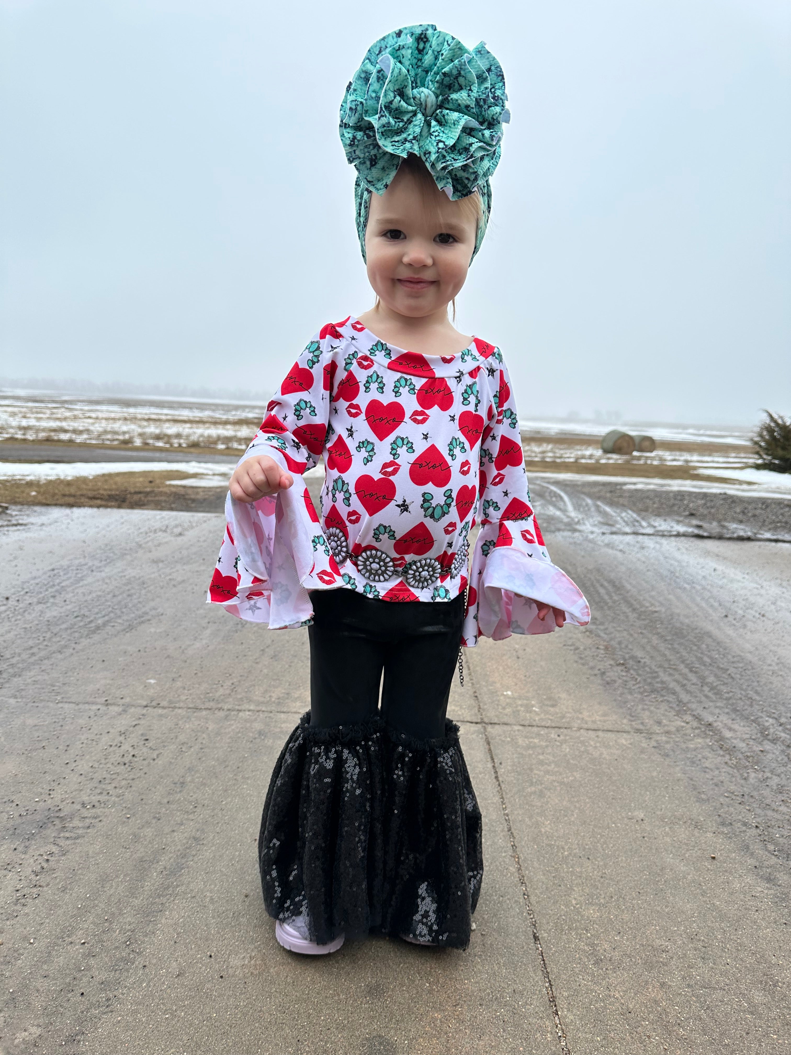 XOXO Concho Bell Sleeve Top