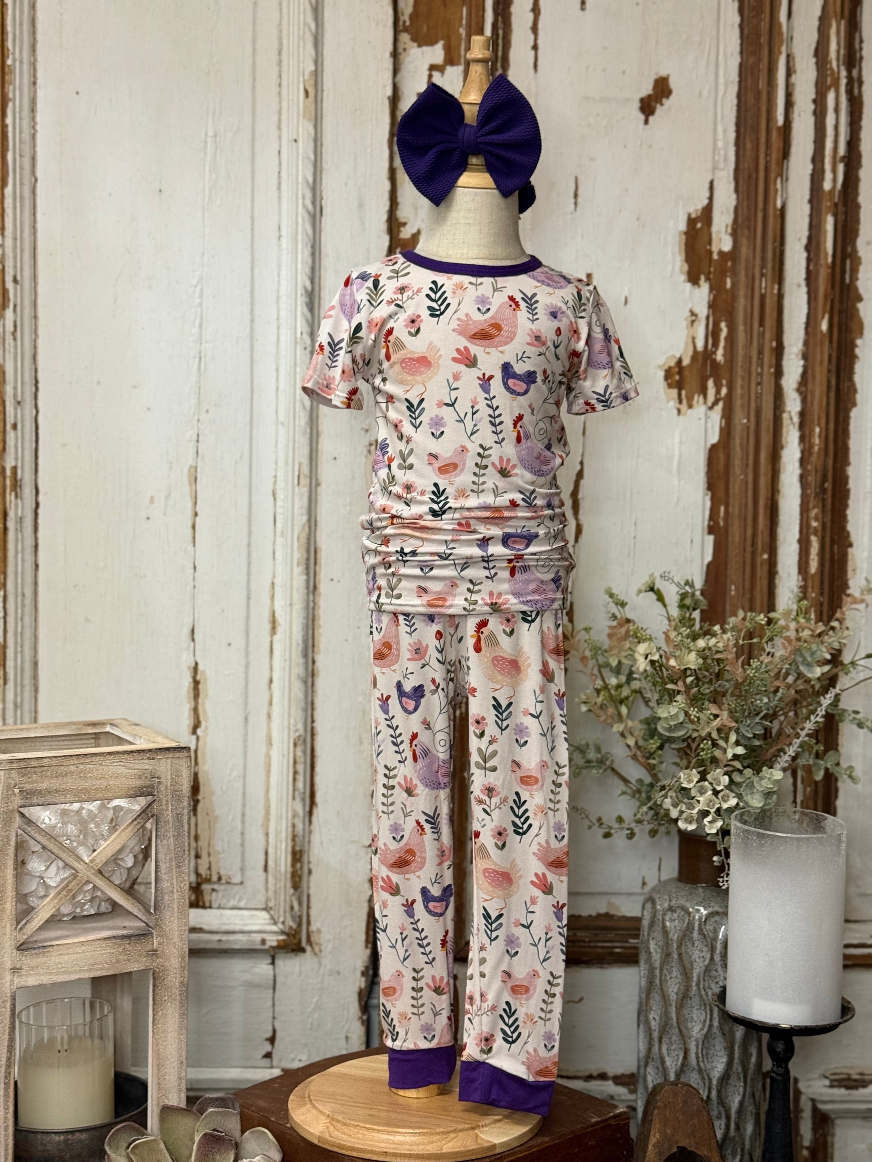 Plum Feather Floral Bamboo PJ