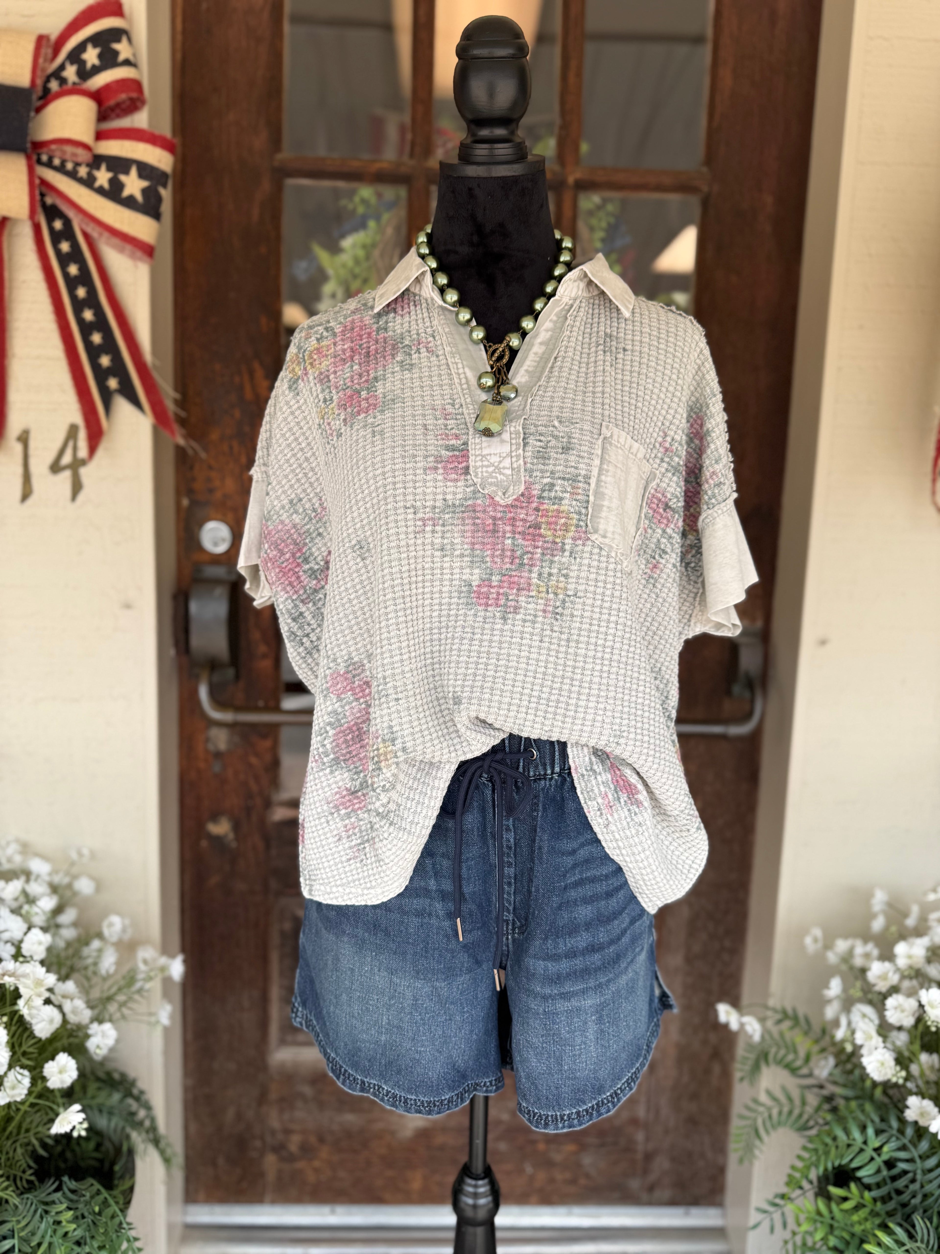 Ash Petal Waffle Top