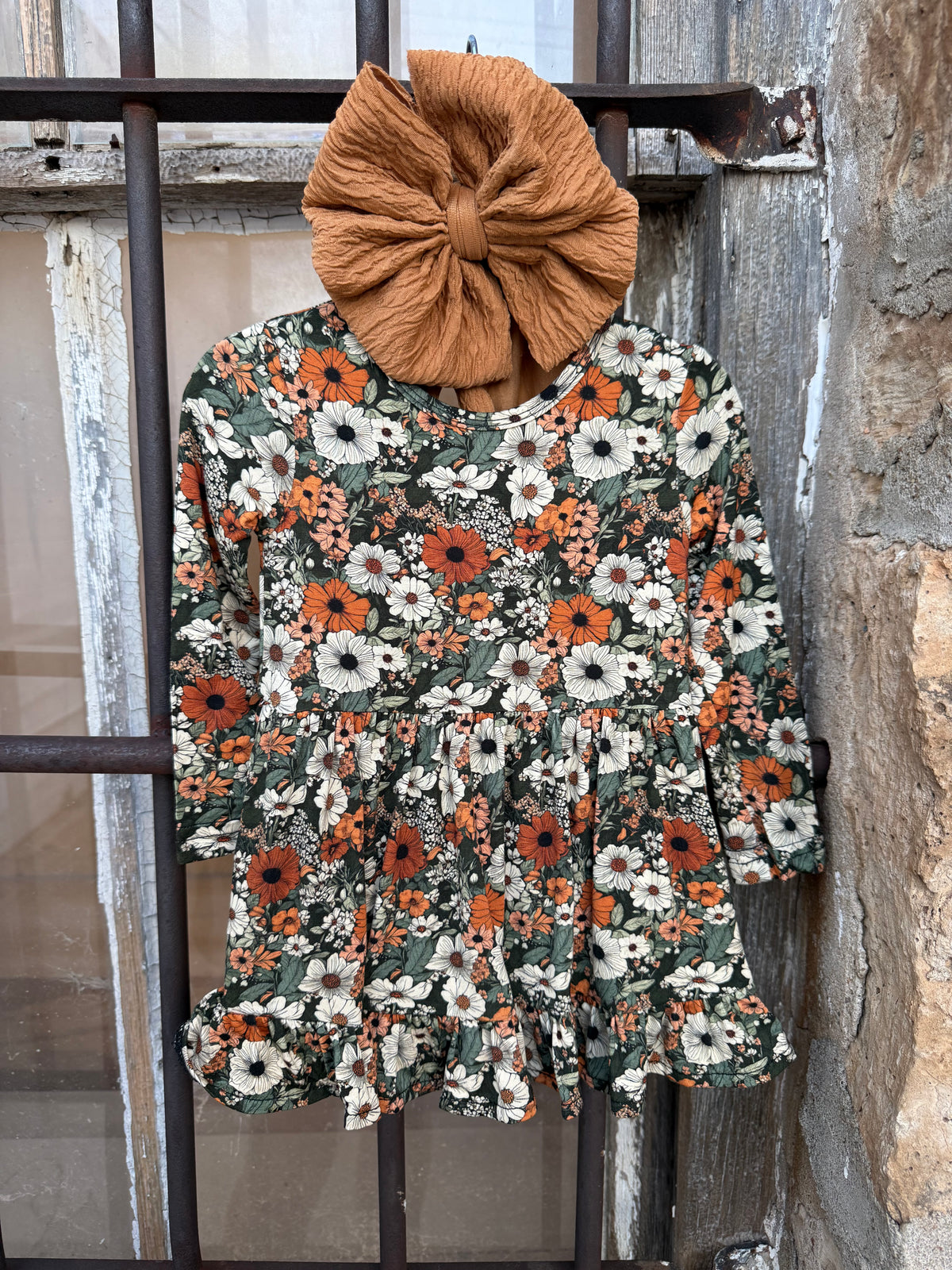 Rustic Blooms Long Sleeve Bodysuit Bamboo Dress