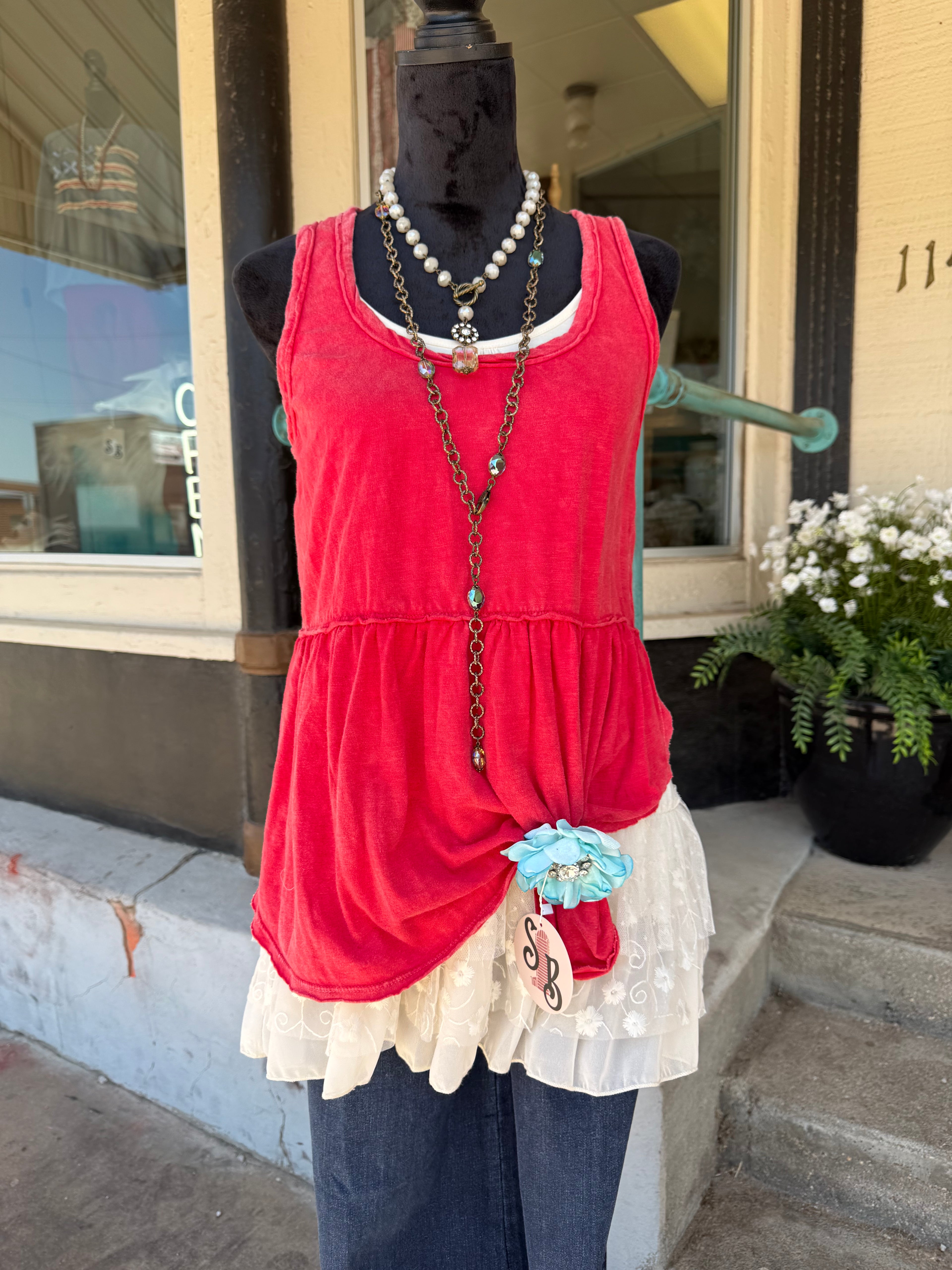 Heatwave Babydoll Tank - Red