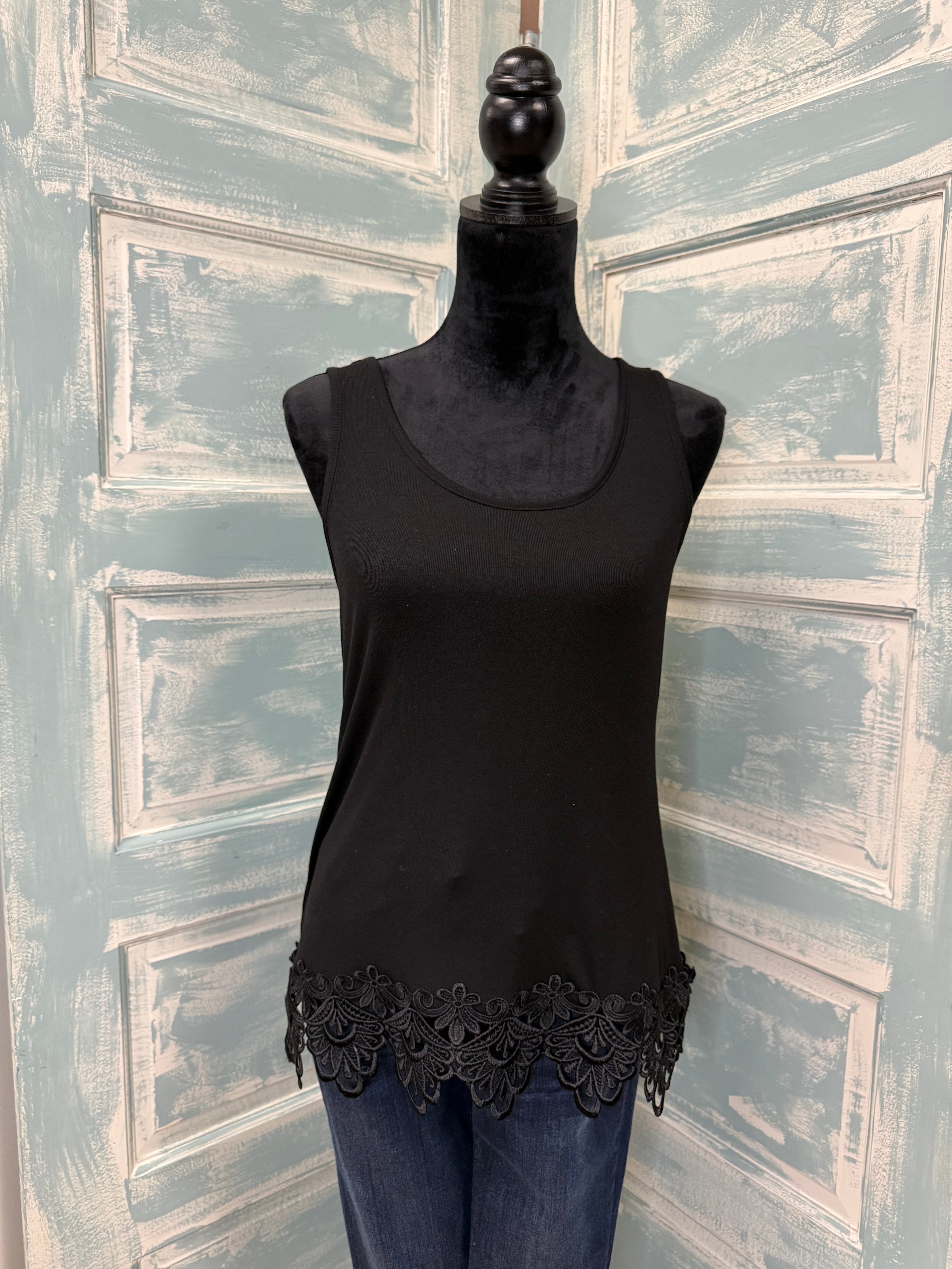 Crochet Charm Tank Black