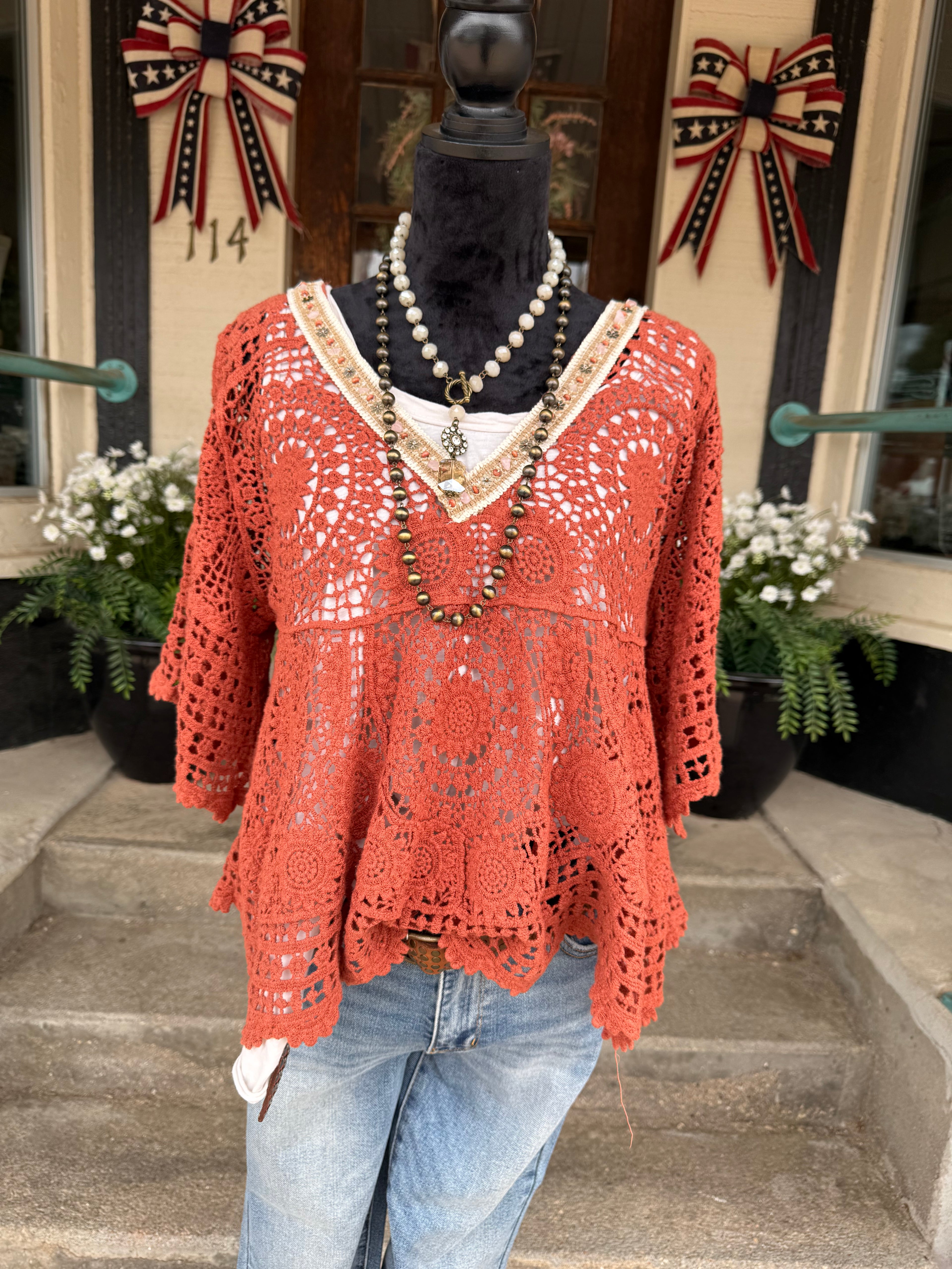 Ginger Breeze Crochet Blouse