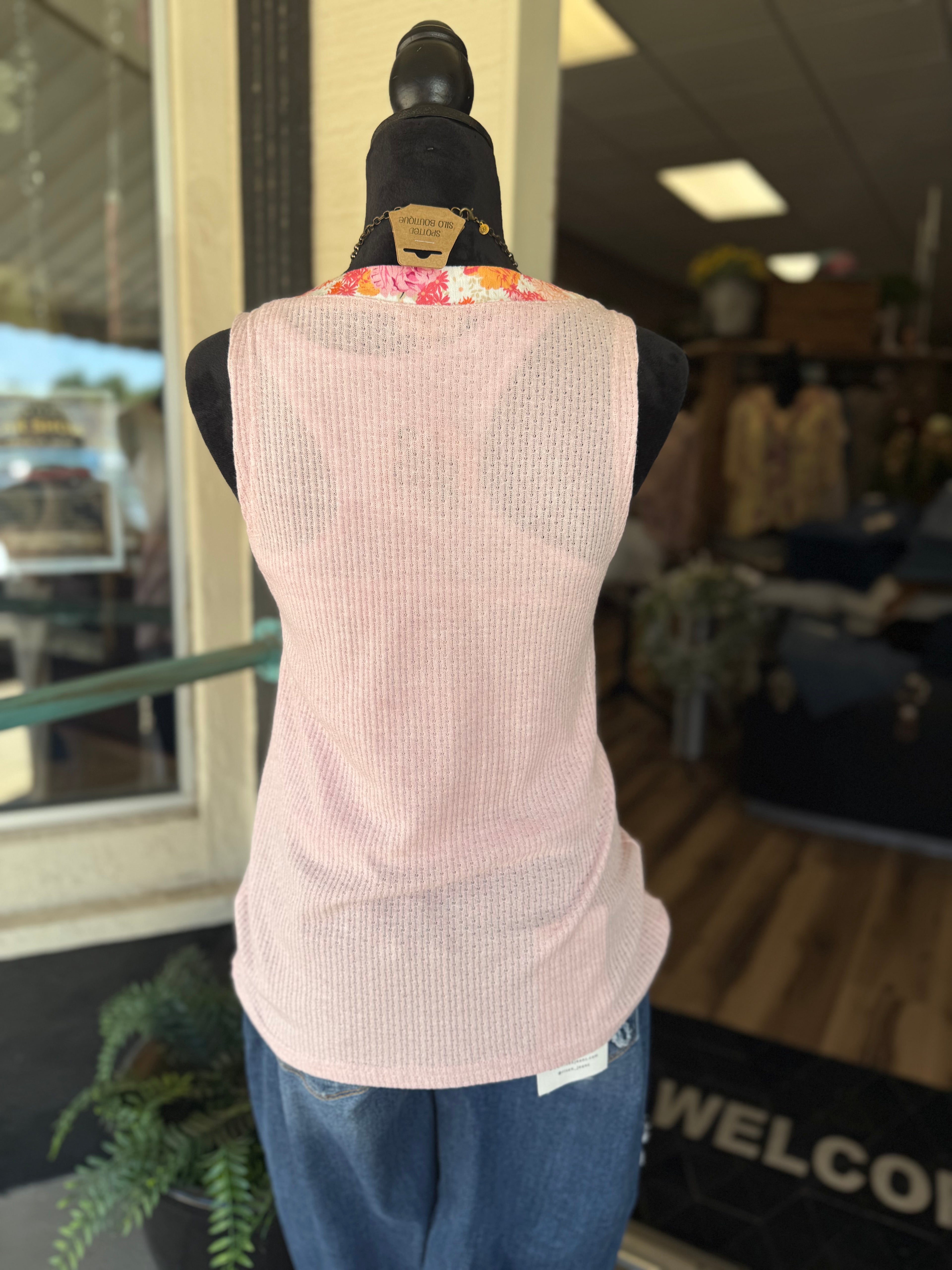 Sweet Rose Button Tank