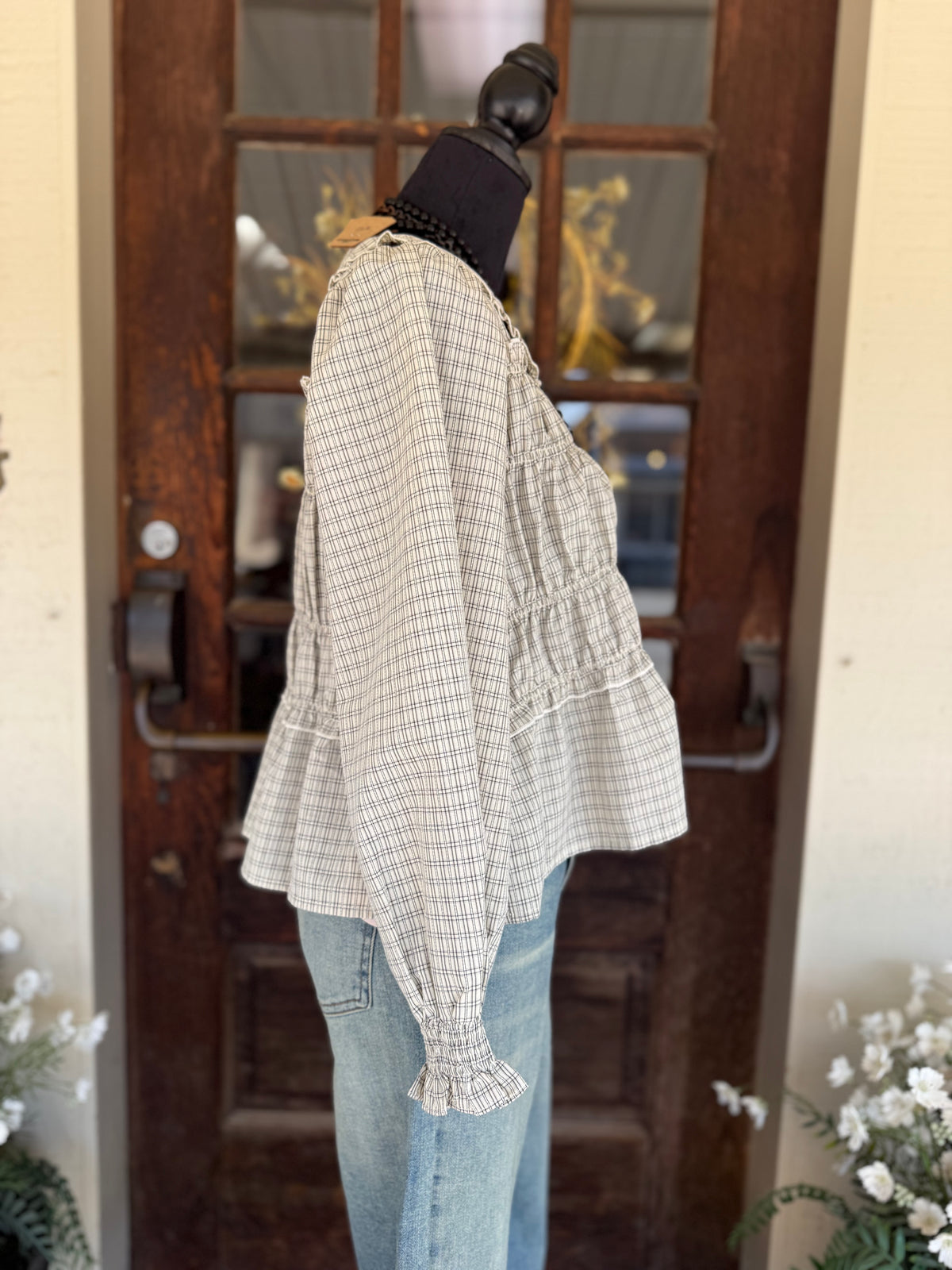 Ivory Sunday Plaid Blouse