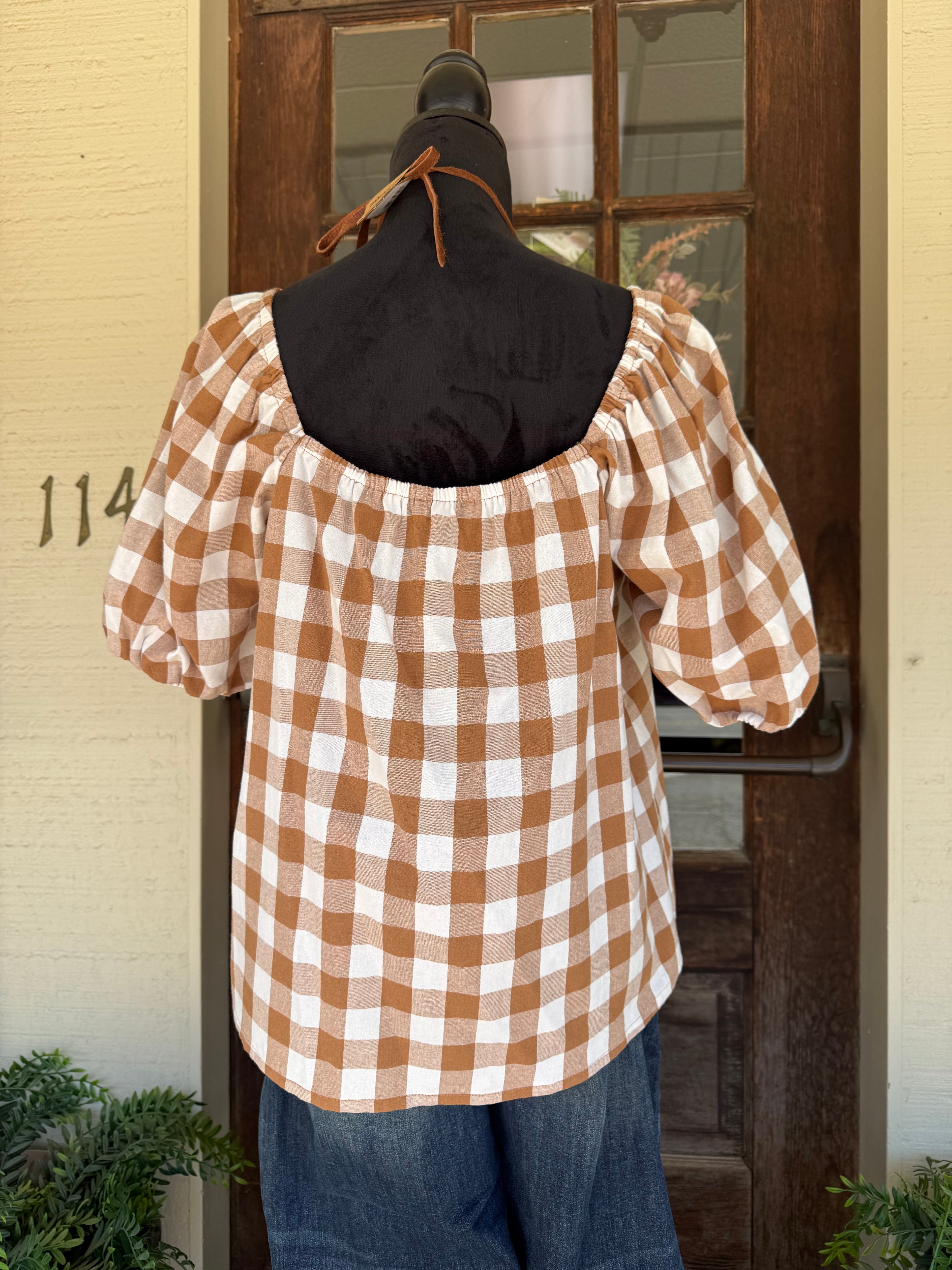 Coffee Date Gingham Top
