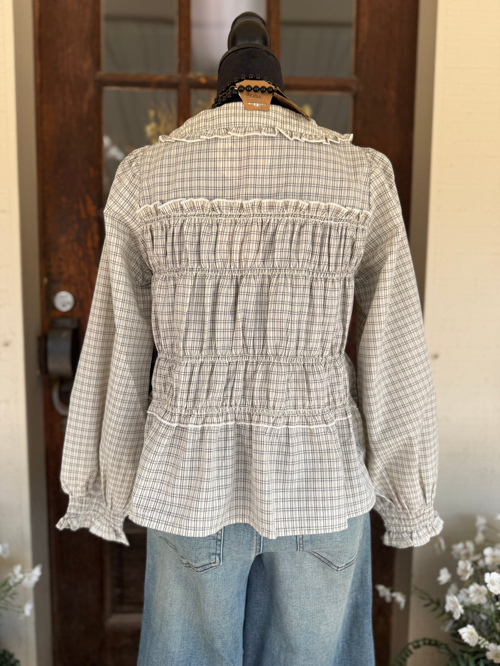 Ivory Sunday Plaid Blouse