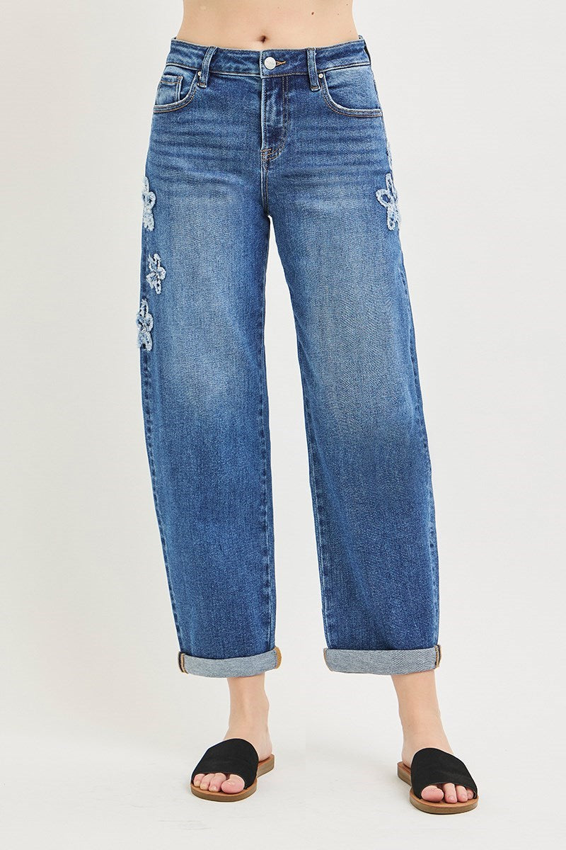 Risen Bloom Barrel Jean