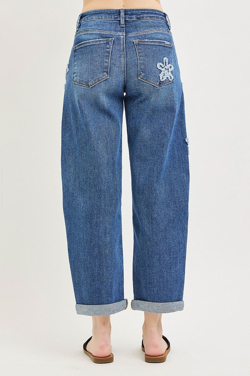 Risen Bloom Barrel Jean