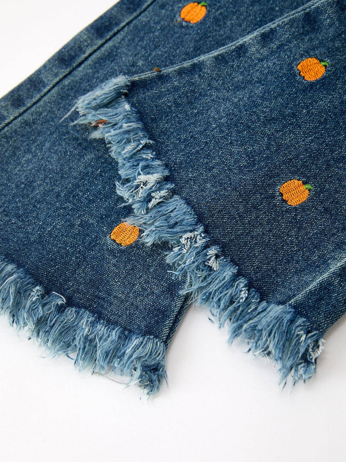 Girls Pumpkin Embroidered Flare Jeans