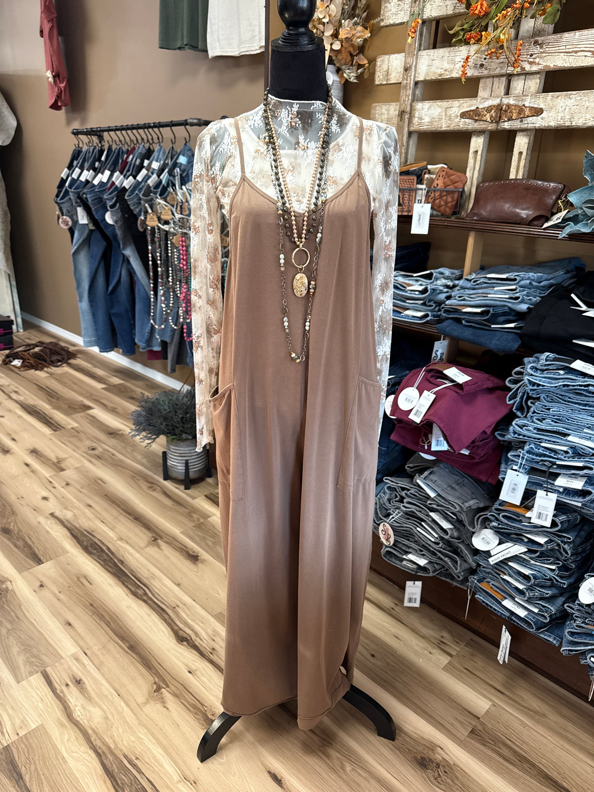 Brown Sugar Mineral Wash Jumpsuit
