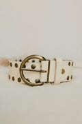 WHITE LEATHER BELT CIRIUS STUDS WIDE
