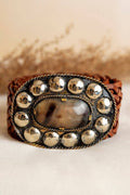 WIDE EXTENDED BROWN LEATHER BELT MARTE