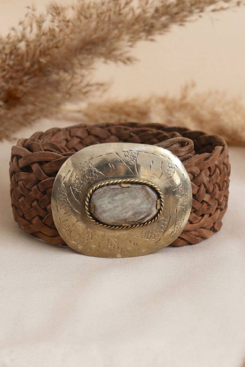 WIDE MERCURY BROWN LEATHER BELT