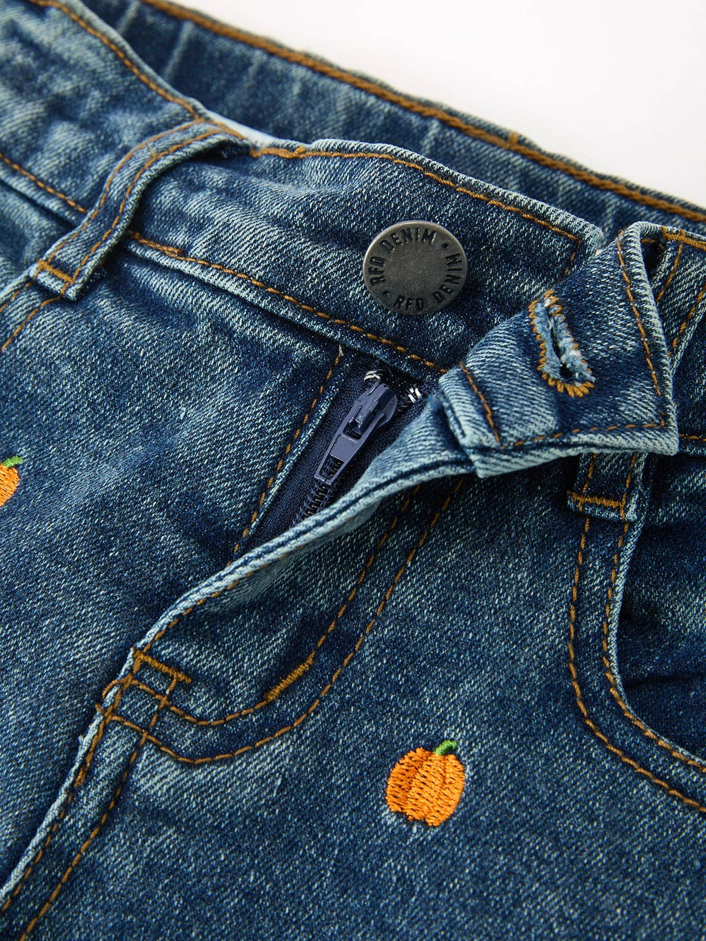 Girls Pumpkin Embroidered Flare Jeans
